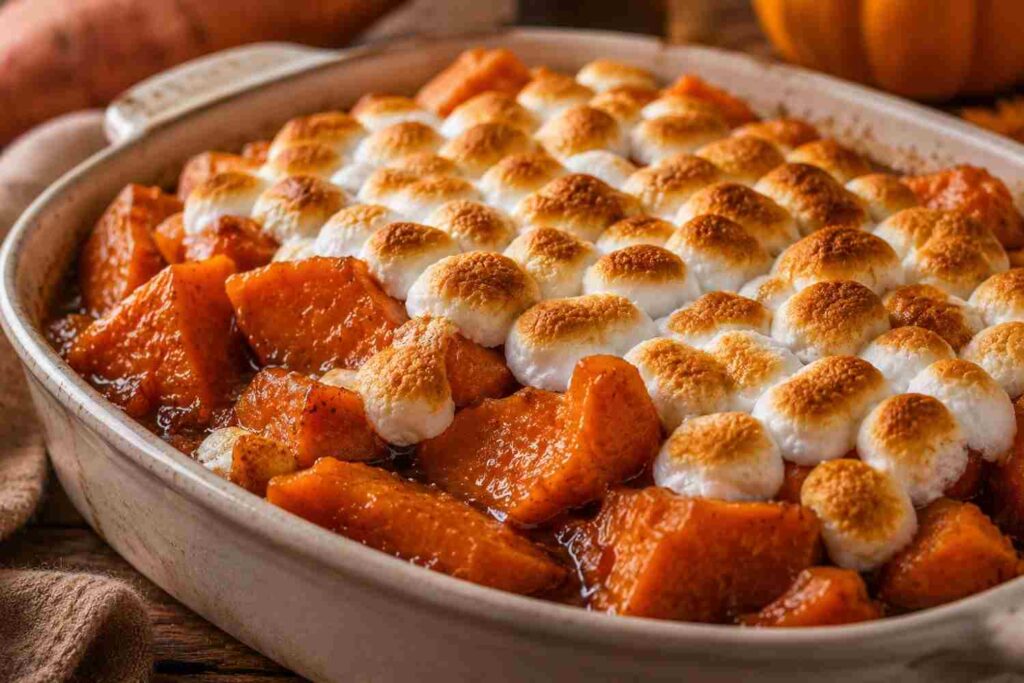 candied yams and marshmallow